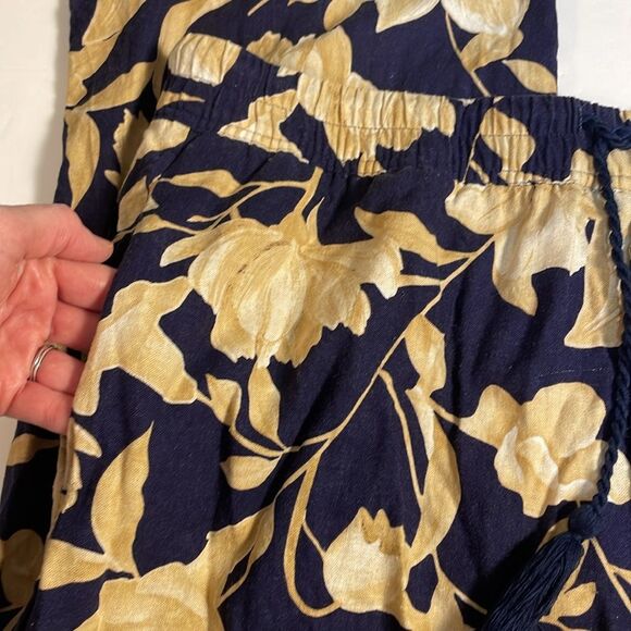 Joie Wide Leg Linen Blend Floral Botanical Elastic Waistband Pockets Beachy L - Picture 7 of 13